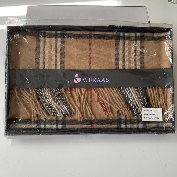V. FRAAS MENS SCARF  CAMEL NEW IN BOX - Picture 1 of 5